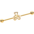 BodyCandy 14G Clear Gem Gold Tone Hollow Bear Industrial Barbell 38mm — main product shot