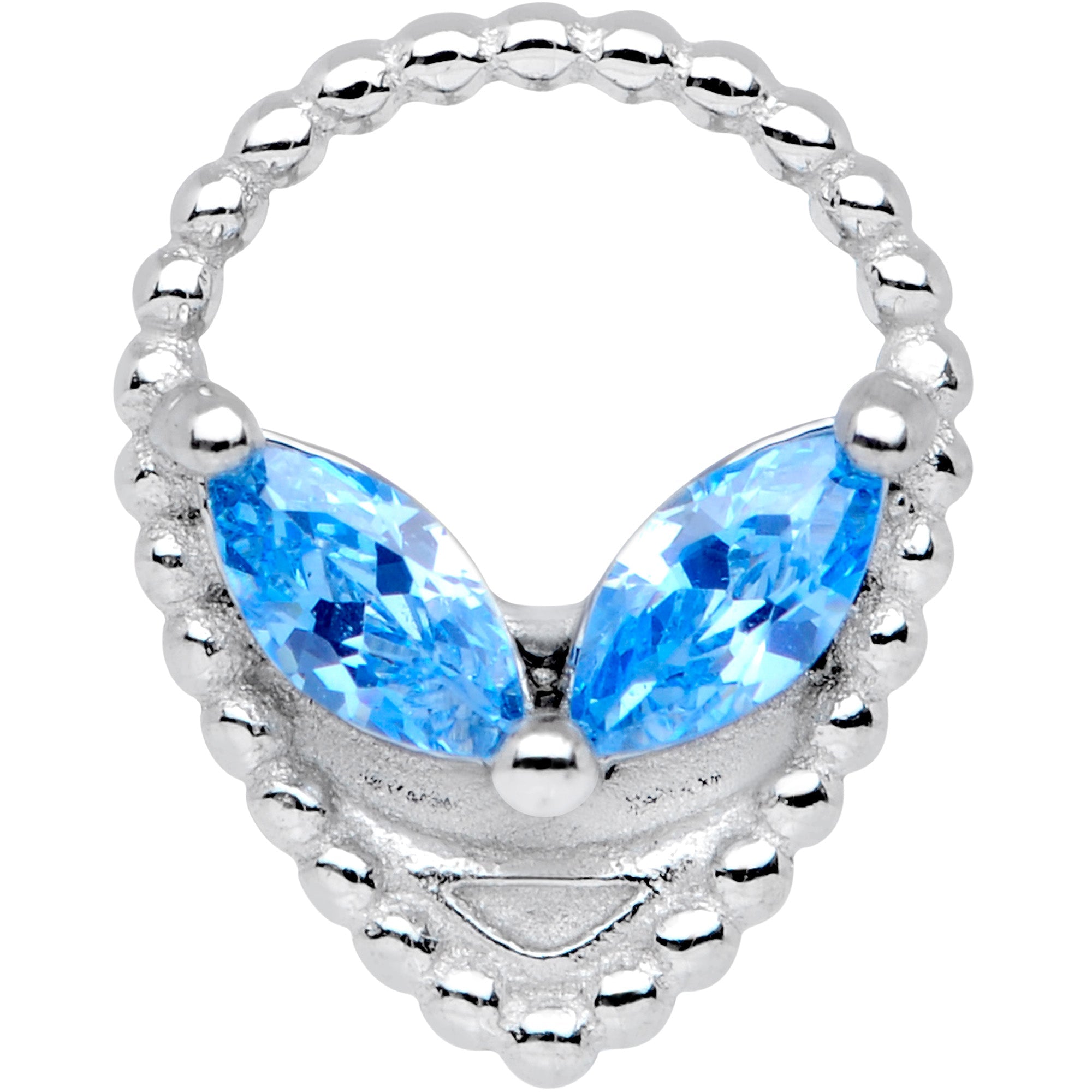 BodyCandy Aqua Gem Alien Barbell Tongue Ring — detail close-up