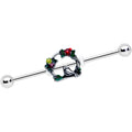 BodyCandy 14G Red Yellow Flower Swing Bird Industrial Barbell 38mm — main product shot