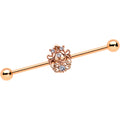 BodyCandy 14G Clear CZ Gem Rose Gold Tone Elegant Industrial Barbell 38mm — main product shot