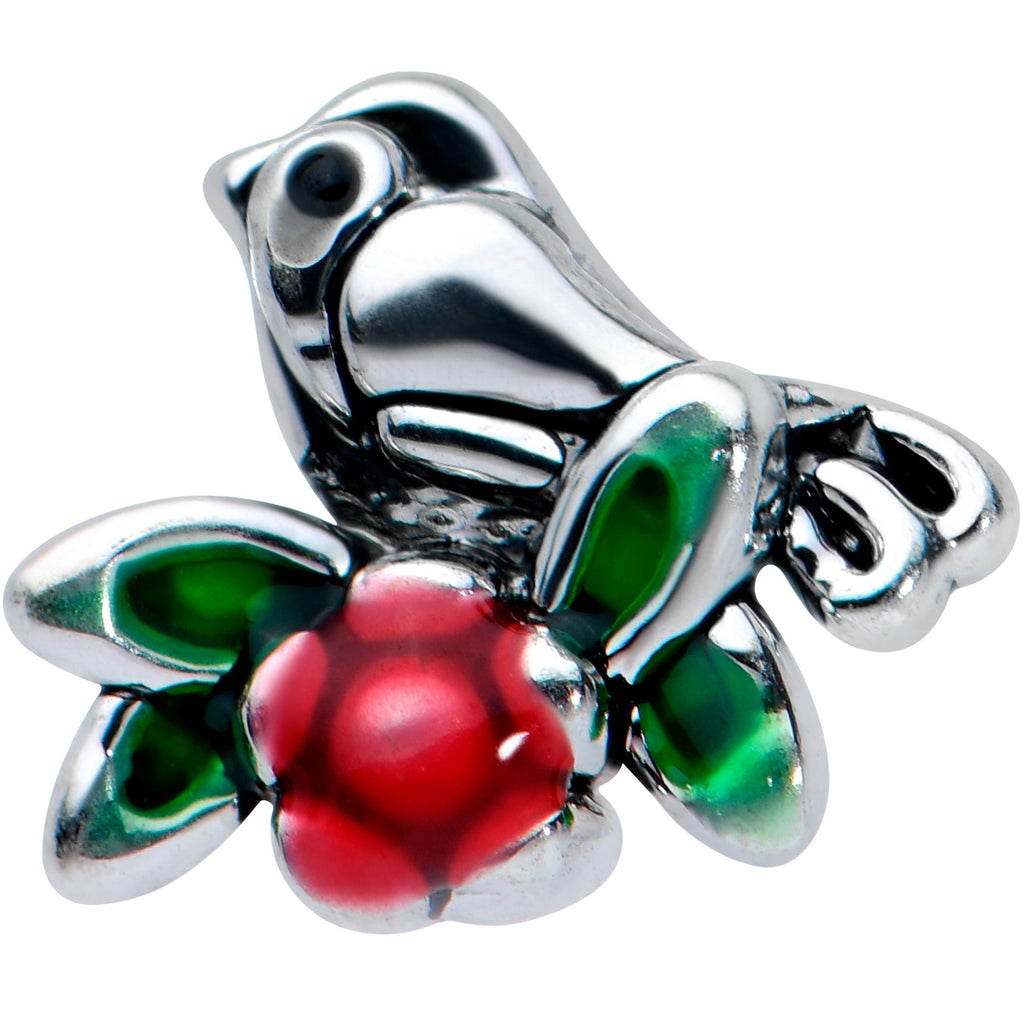 BodyCandy 16G 5/16 Perching Bird Flower Labret Monroe Tragus — detail close-up
