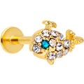 BodyCandy 16G 5/16 Clear Aqua Gem Gold Tone Whale Labret Monroe Tragus — main product shot