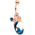 BodyCandy Aqua Gem Rose Gold Tone Mermaid Belly Ring — main product shot