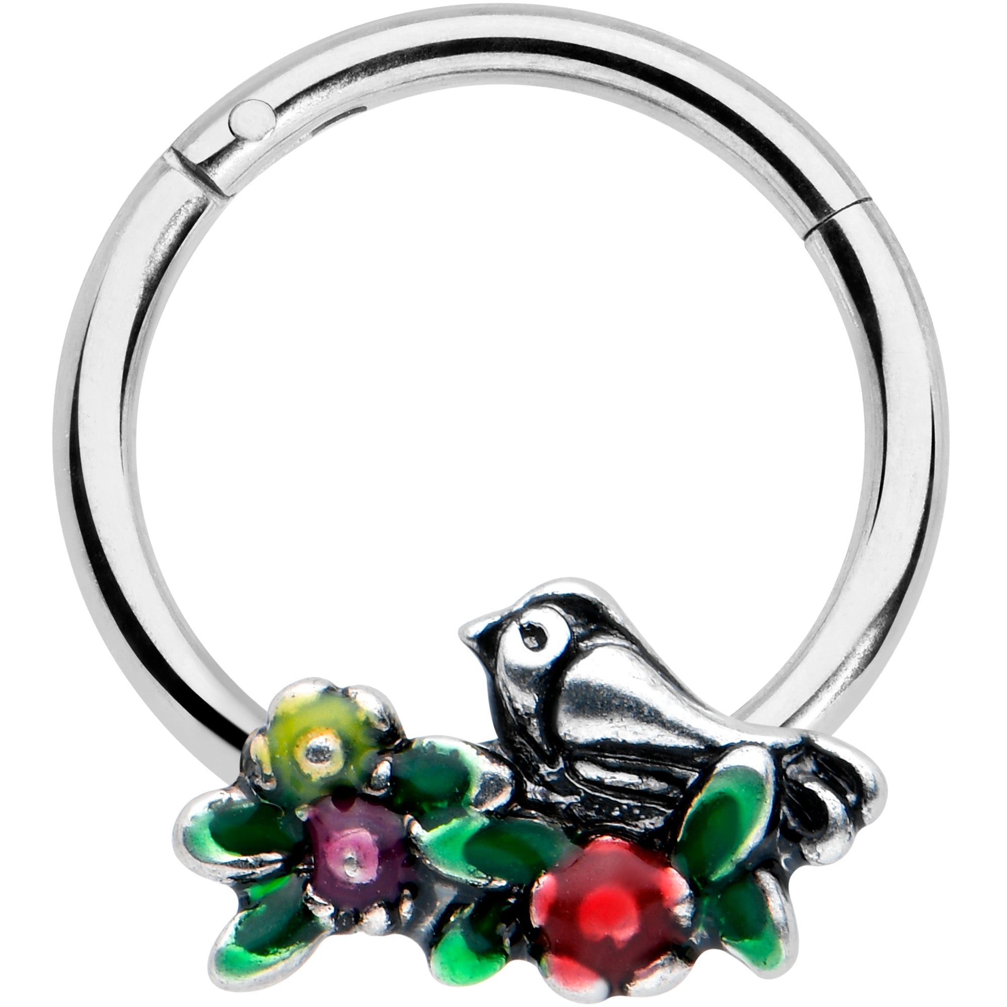 BodyCandy 16G 3/8 Perching Bird Cartilage Hinged Segment Ring — main product shot