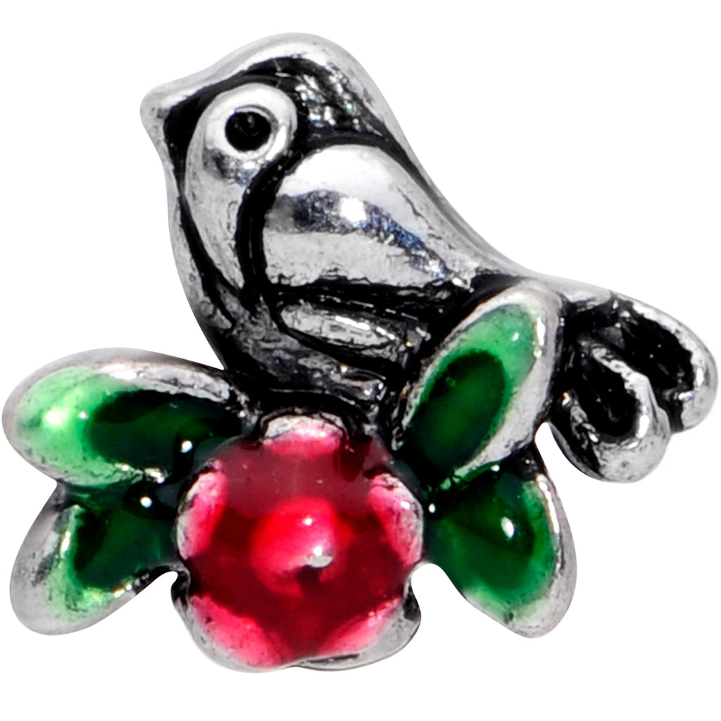 BodyCandy 16G 1/4 Perching Bird Flower Labret Monroe Tragus — detail close-up
