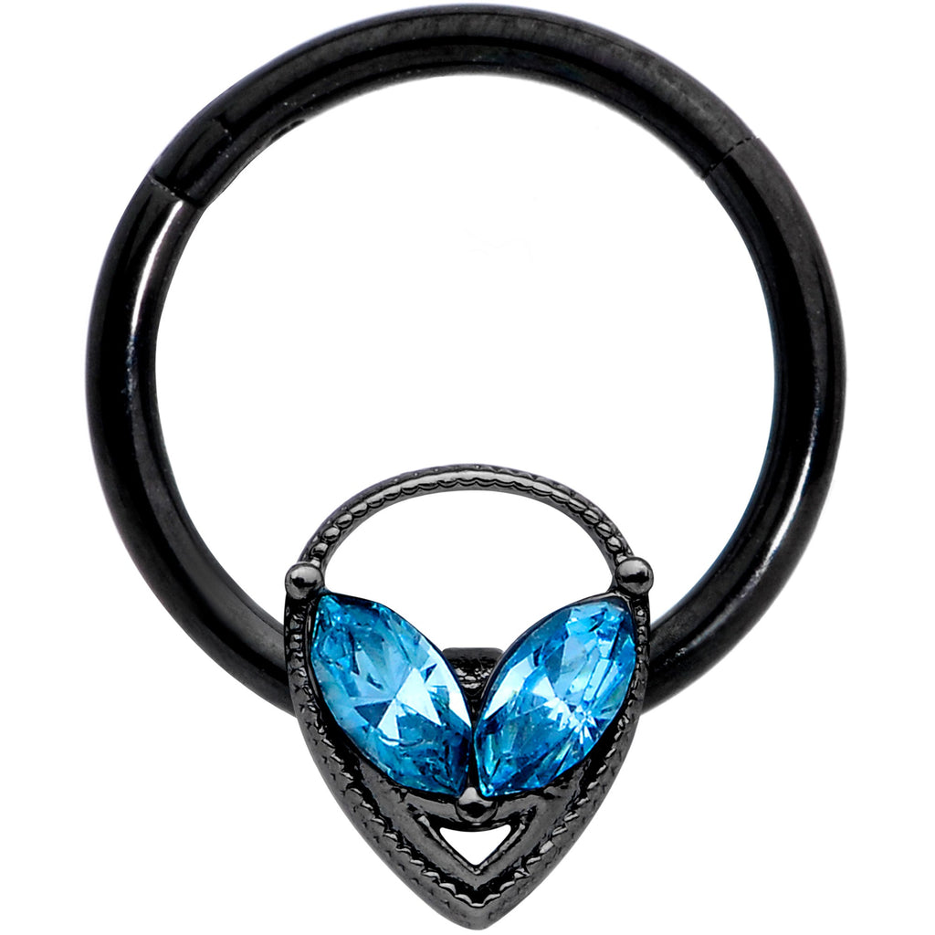 BodyCandy 16G 3/8 Aqua Gem Black Hollow Alien Septum Ring — main product shot