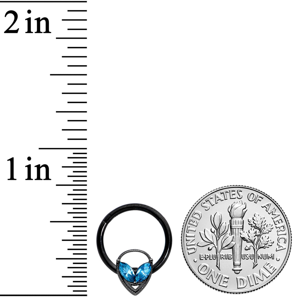 BodyCandy 16G 3/8 Aqua Gem Black Hollow Alien Septum Ring — lifestyle context