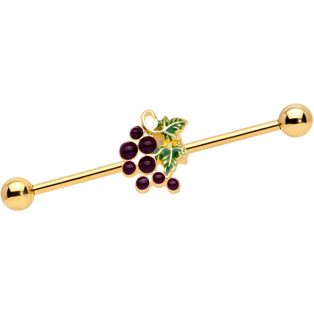 BodyCandy 14G Gold Tone Yummy Grapes Industrial Barbell 38mm — main product shot