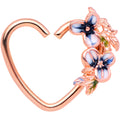 BodyCandy 18G 3/8 Rose Gold Tone Blue Flower Heart Left Closure Ring — main product shot