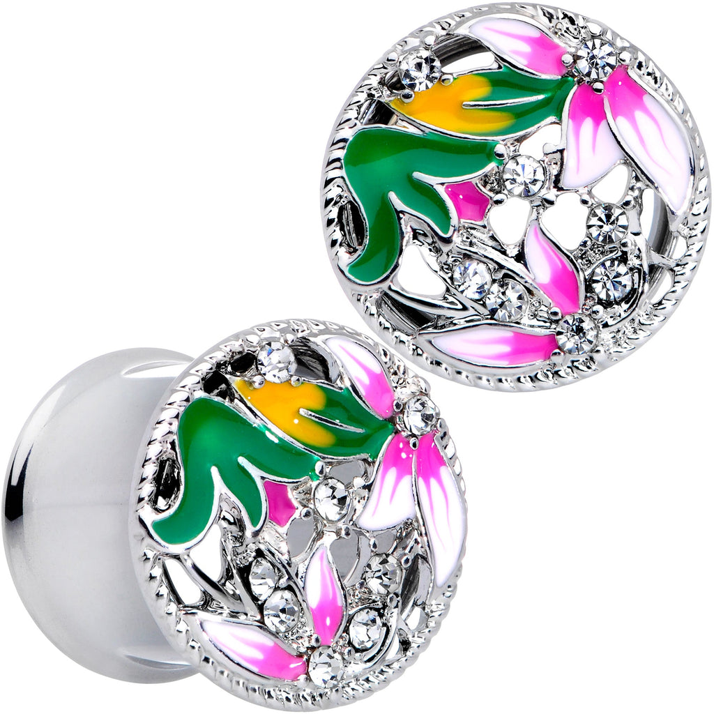 BodyCandy Clear Gem Exotic Garden Flower Double Flare Plug Set — back view