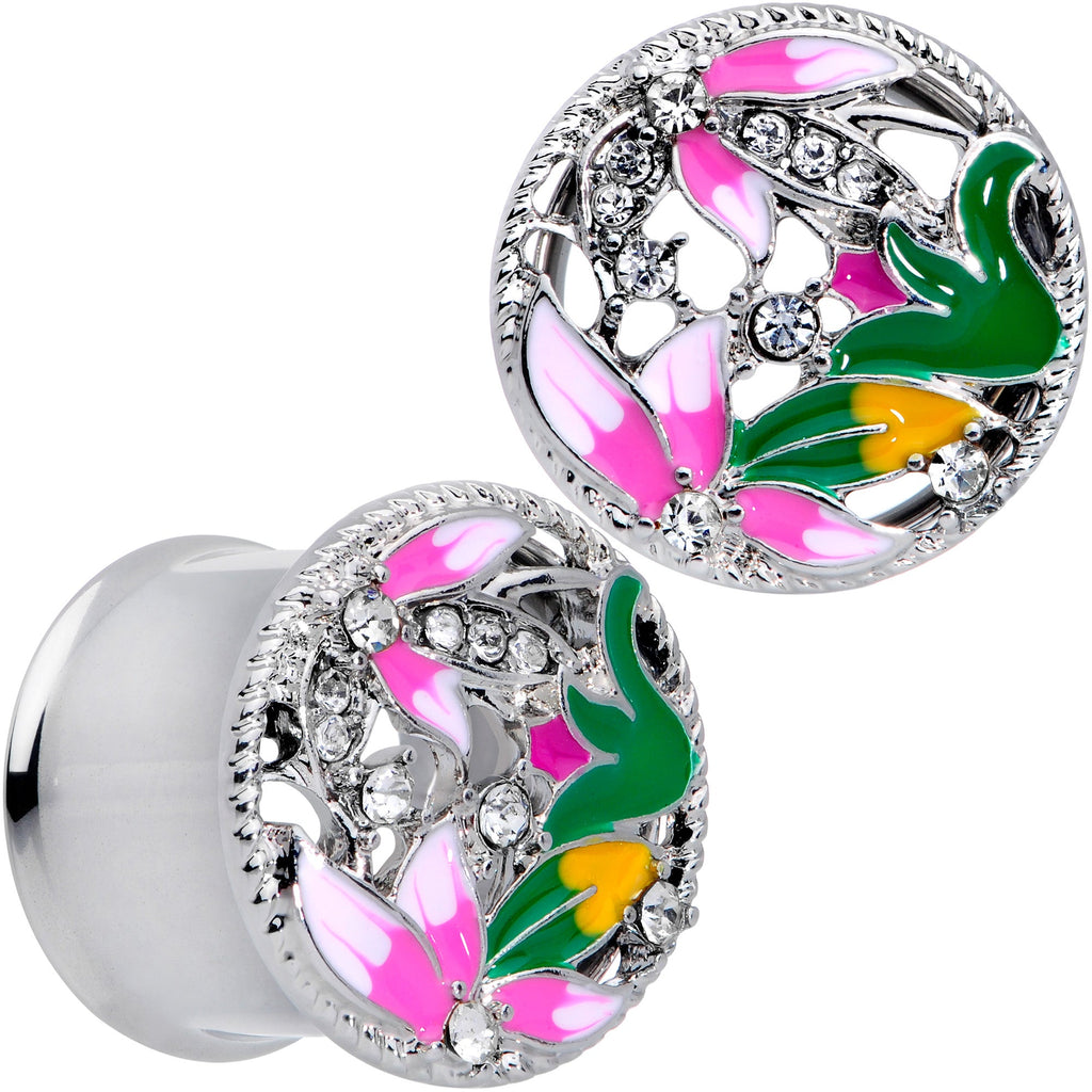 BodyCandy Clear Gem Exotic Garden Flower Double Flare Plug Set — alternative angle