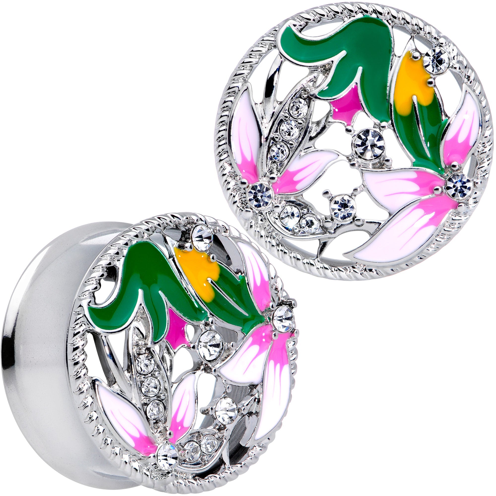 BodyCandy Clear Gem Exotic Garden Flower Double Flare Plug Set — packaging