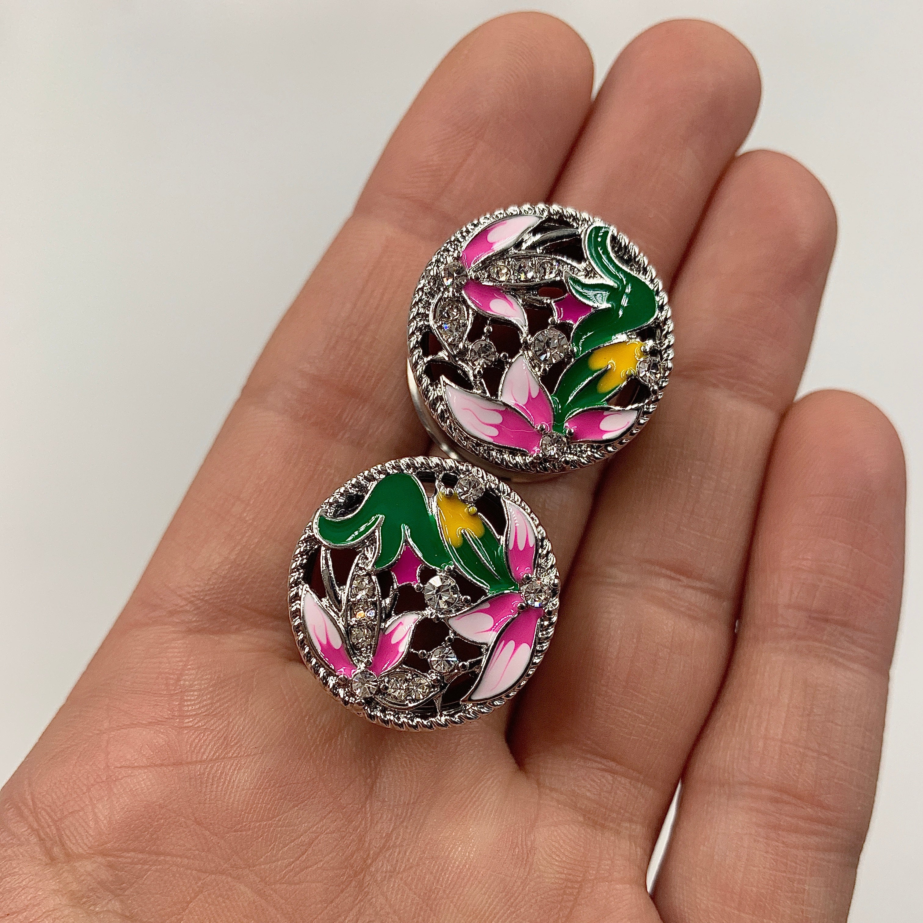 BodyCandy Clear Gem Exotic Garden Flower Double Flare Plug Set — detail close-up