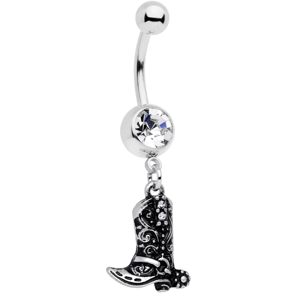 BodyCandy Clear Gem Cowboy Boot Dangle Belly Ring — main product shot
