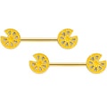 BodyCandy 14G 9/16 Gold Tone Tasty Orange Fruit Barbell Nipple Ring Set — main product shot