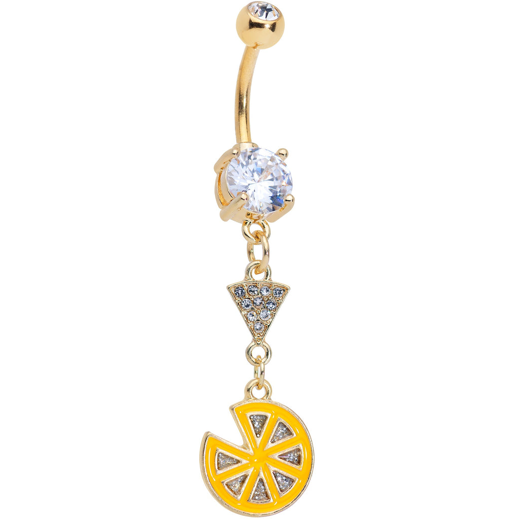 BodyCandy Clear Gem Gold Tone Tasty Orange Fruit Dangle Belly Ring — main product shot