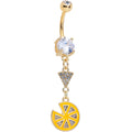 BodyCandy Clear Gem Gold Tone Tasty Orange Fruit Dangle Belly Ring — main product shot