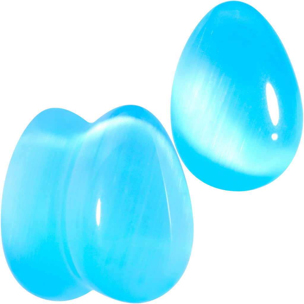 BodyCandy Light Blue Glass Teardrop Plug Set — size reference
