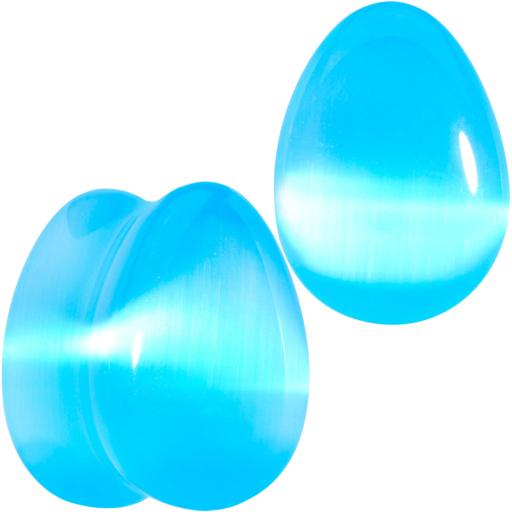 BodyCandy Light Blue Glass Teardrop Plug Set — color detail