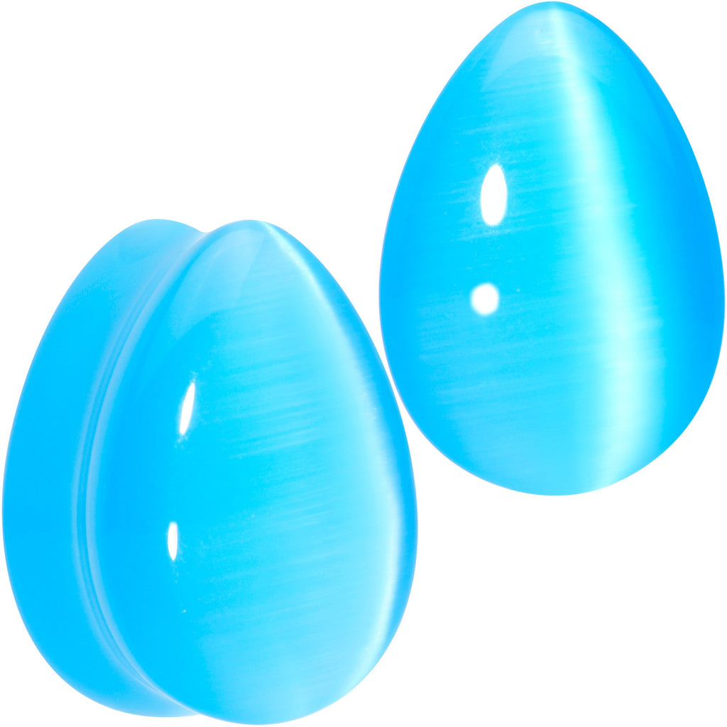 BodyCandy Light Blue Glass Teardrop Plug Set — comparison shot