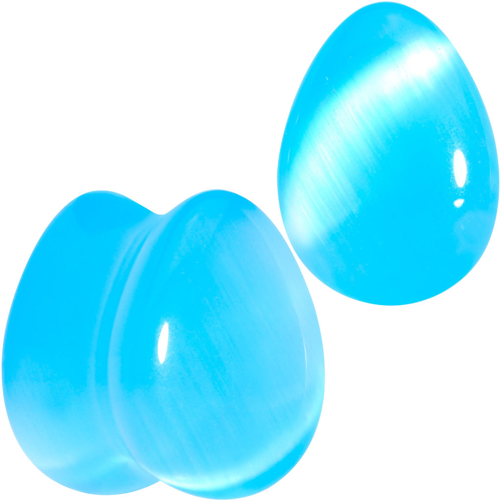 BodyCandy Light Blue Glass Teardrop Plug Set — in-use photo
