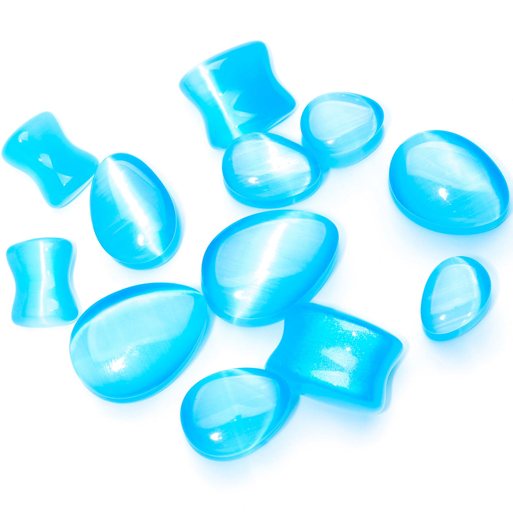 BodyCandy Light Blue Glass Teardrop Plug Set — main product shot