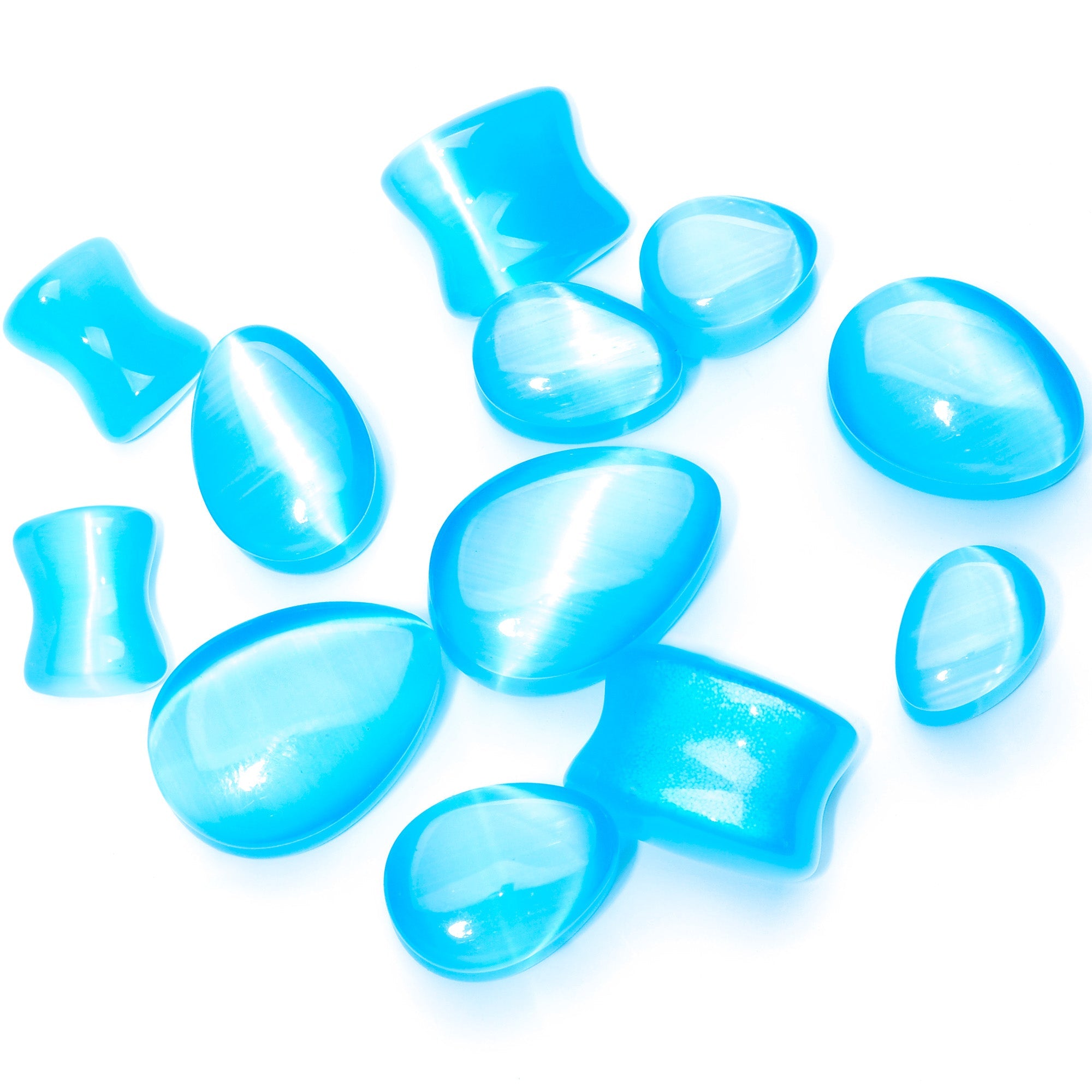 BodyCandy Light Blue Glass Teardrop Plug Set — main product shot