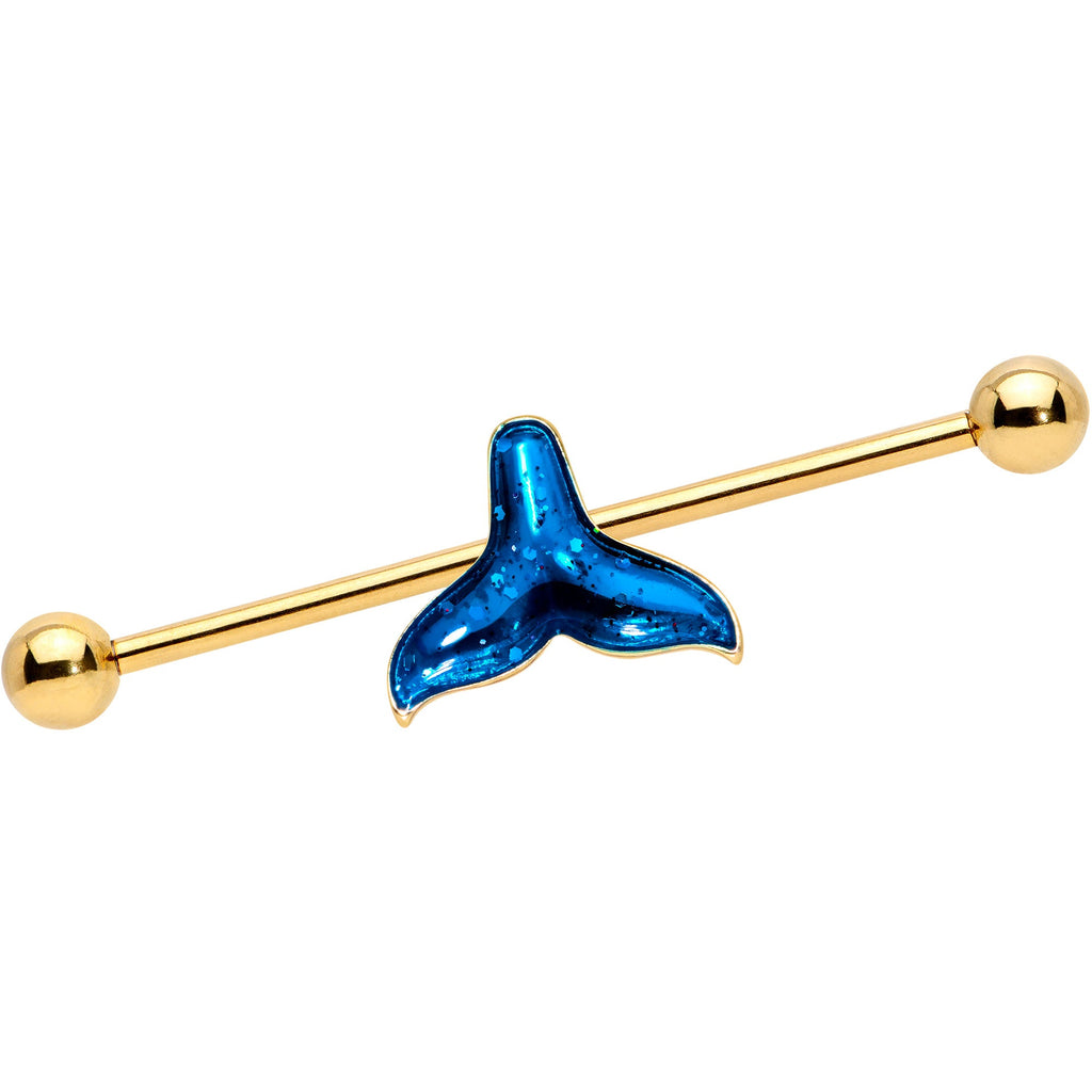 BodyCandy 14G Gold Tone Iridescent Mermaid Tail Industrial Barbell 38mm — main product shot
