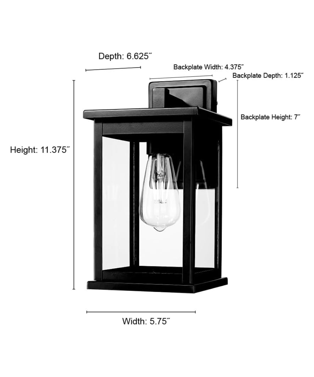 11"H Bowton II Outdoor Wall Light - Dusk to Dawn Matte Black Finish with Glass Shade by Millennium Lighting – LampsUSA, view 