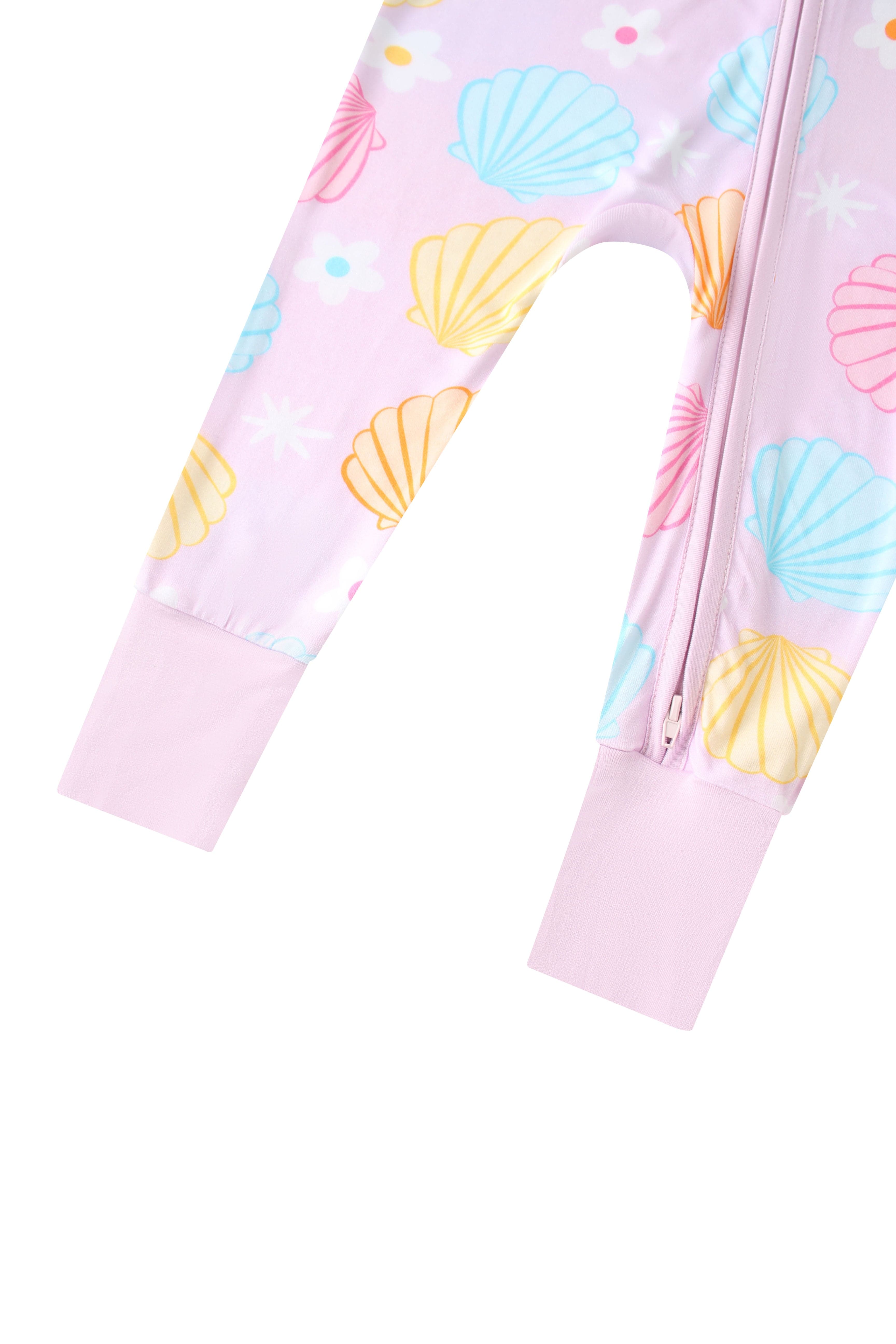 Charlies Project Kids Posh TOT Pastel Seashell Bamboo Baby Convertible Zippy Romper — alternative angle