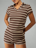Striped Knit Short Sleeve Top & Shorts Set