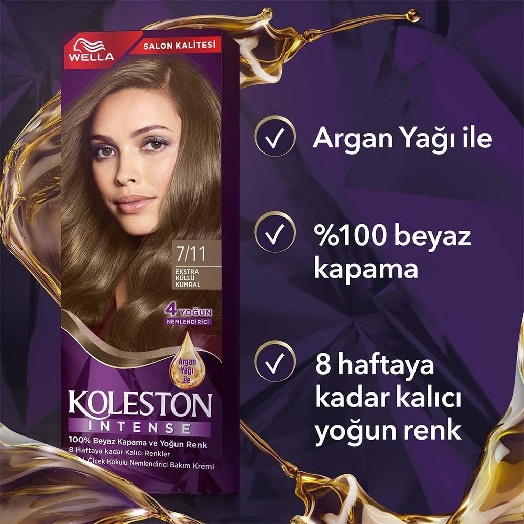 Wella Koleston Intense 7/11 Ash Blonde Hair Dye: 100% Gray Coverage, Long Lasting Color, Argan Oil for Intense Shine
