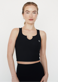 KIMITH BRAND I Am Self Love Ribbed Quick-Dry Butter Black Tank — main product shot