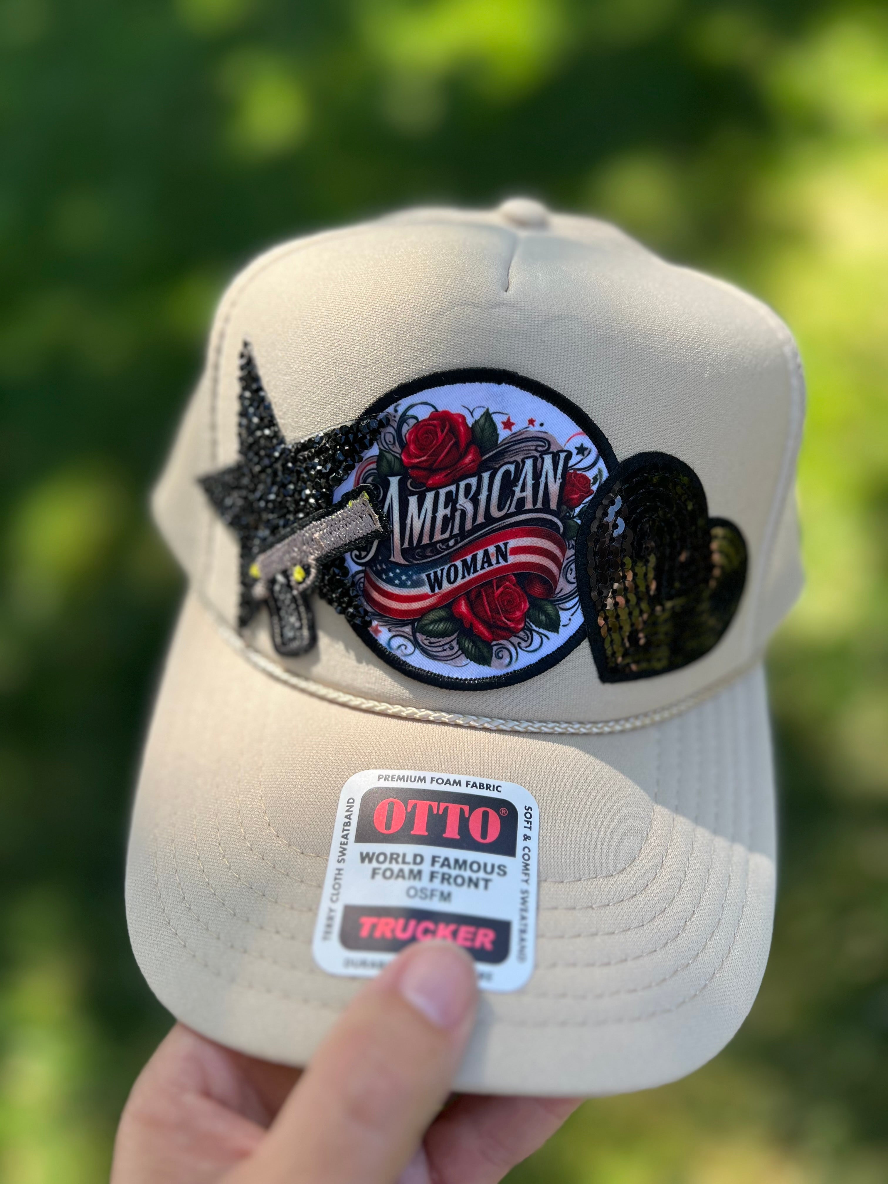 Pretty Little Patriot Pretty Little Patriot American Woman Patch Hat -clearance — lifestyle worn / used context
