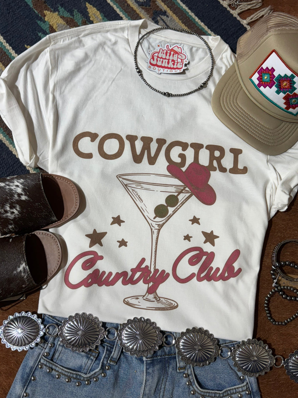 Wild Junkie Cowgirl Country Club Graphic Tee — detail shot 7