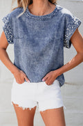 Pretty Little Patriot Pretty Little Patriot Pearl Embellished Denim Top — main product shot