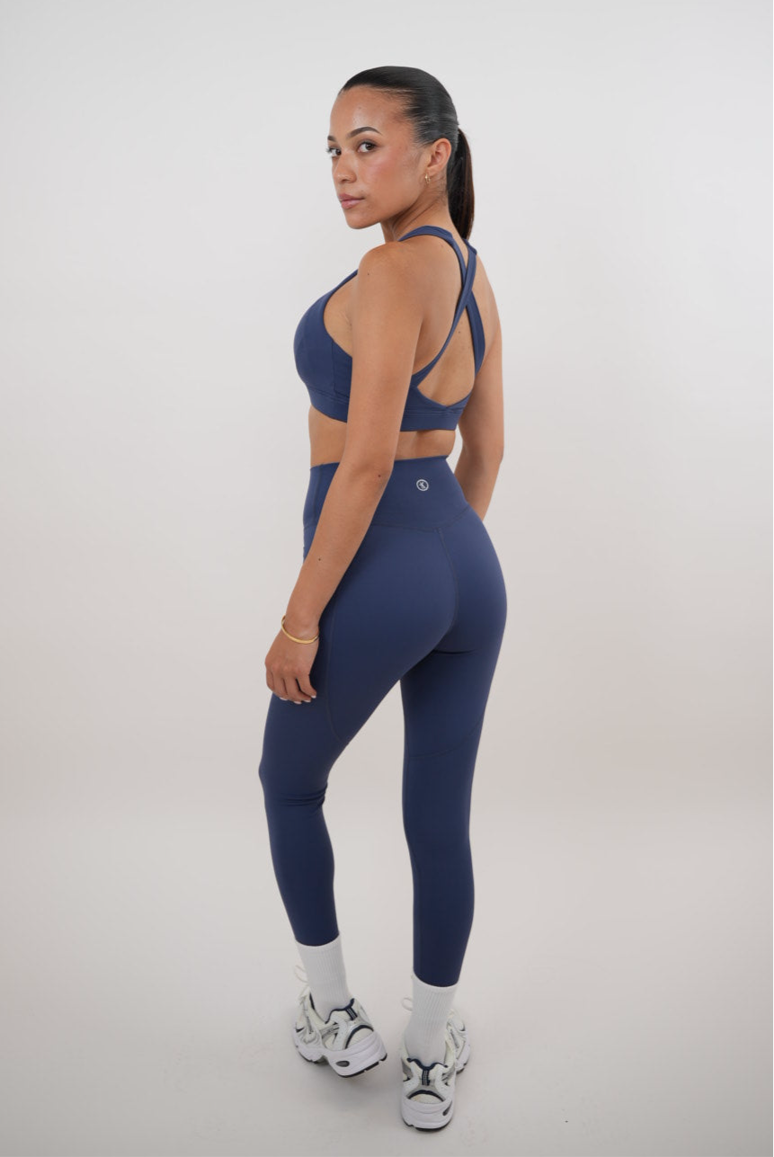 KIMITH BRAND I Am Glowing Navy Blue Quick Dry Butter Legging — side view