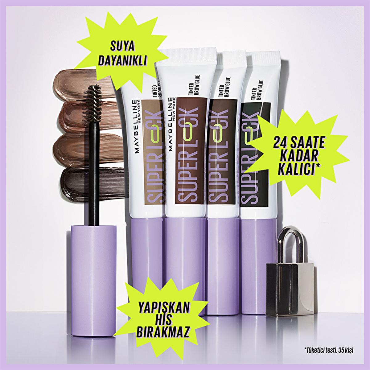 Maybelline Super Lock Medium Brown Brow Glue: 24H Lamination Effect, Tinted Eyebrow Mascara for Long-Lasting Shape & Smudge-Proof Definition