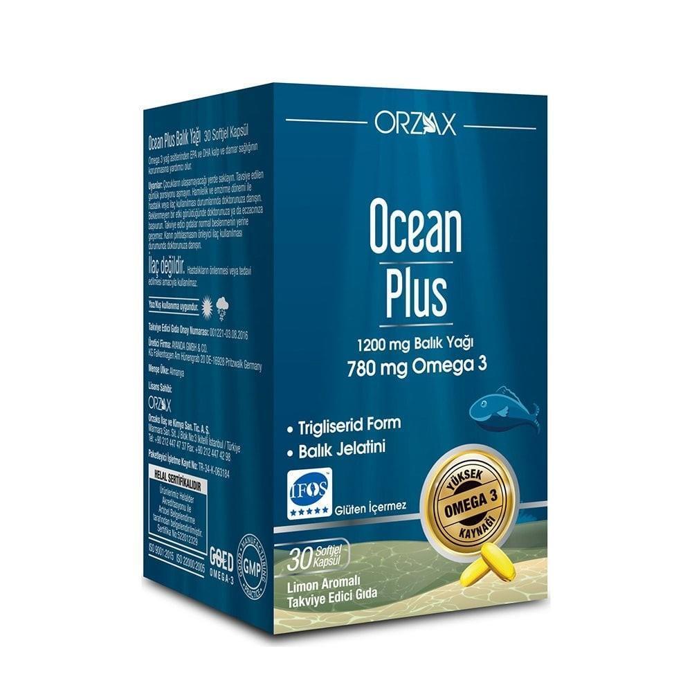 Ocean Plus Omega-3 Supplement - 1200 mg Purified Fish Oil Capsules