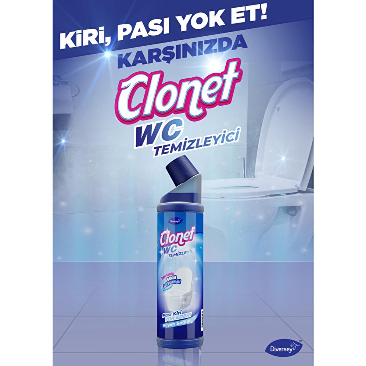 Diversey Clonet Toilet Cleaner - Effective & Powerful 25.36 fl oz Gel Toilet Bowl Cleaner with Hydrochloric Acid