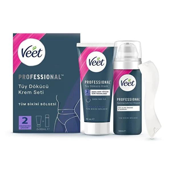Veet Professional Bikini Hair Removal Cream Set - Sensitive Skin, Shea Butter, Pain-Free, Gentle, Moisturizing - Clinically Proven