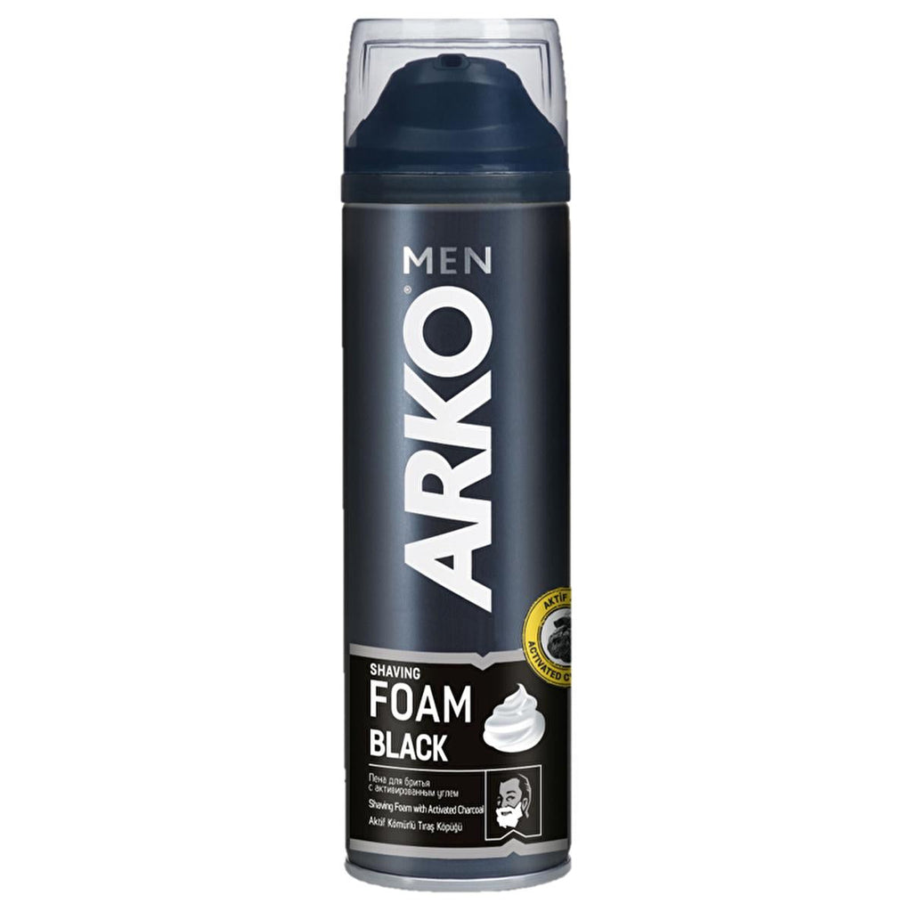 Arko Men Black Gel Shaving Gel for Men - 200ml Activated Charcoal Dual-Purpose Formula