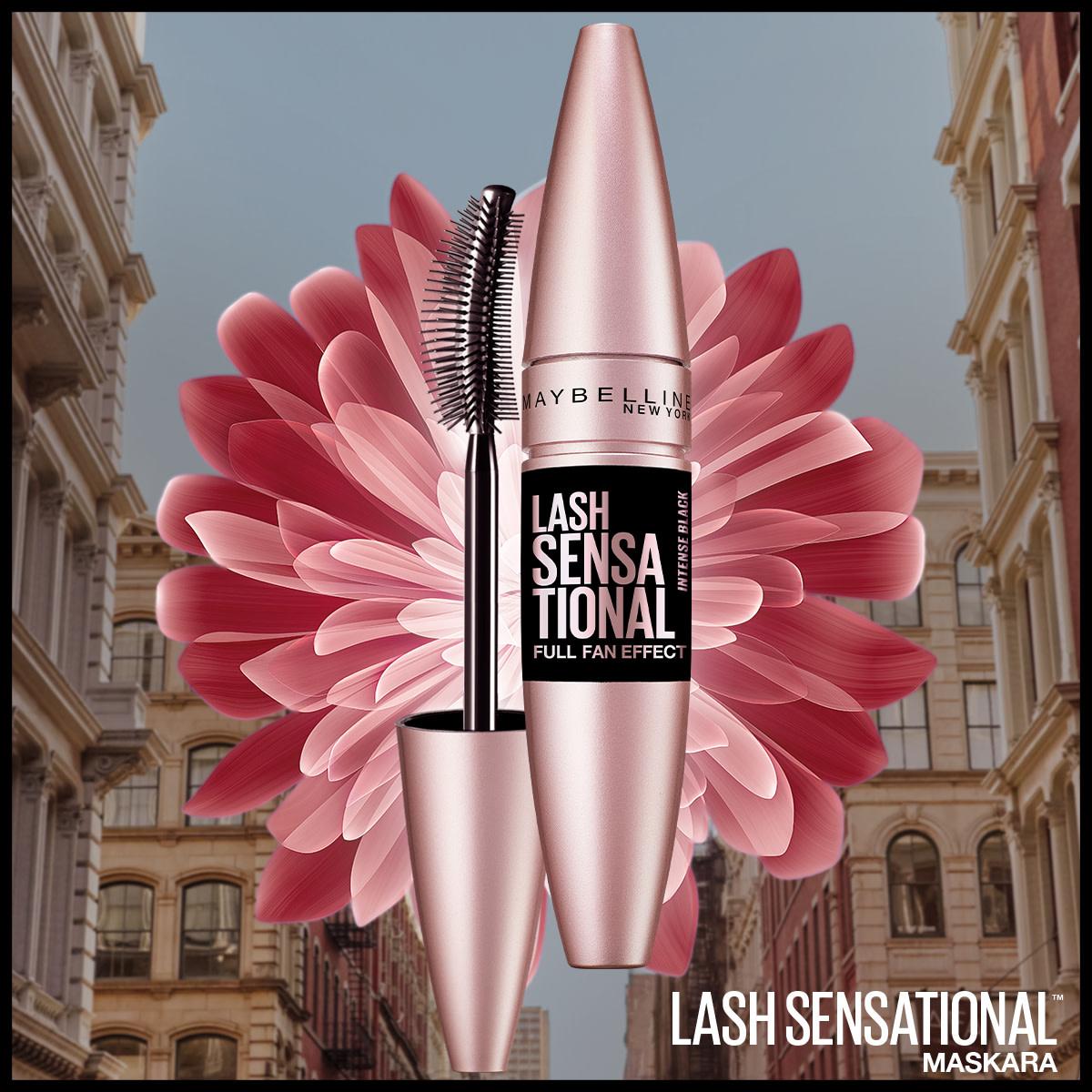 Maybelline New York Lash Sensational Mascara - Intense Black, Volumizing & Lengthening with Rosehip Oil