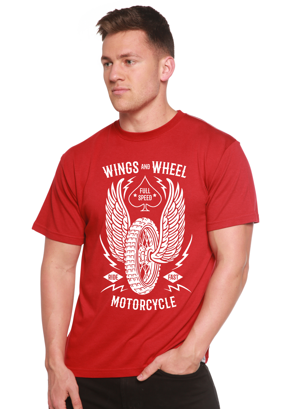 Spun Bamboo Wings And Wheel Spun Bamboo® Men's Bamboo Viscose/Organic Cotton Short Sleeve Graphic T-Shirt — lifestyle context