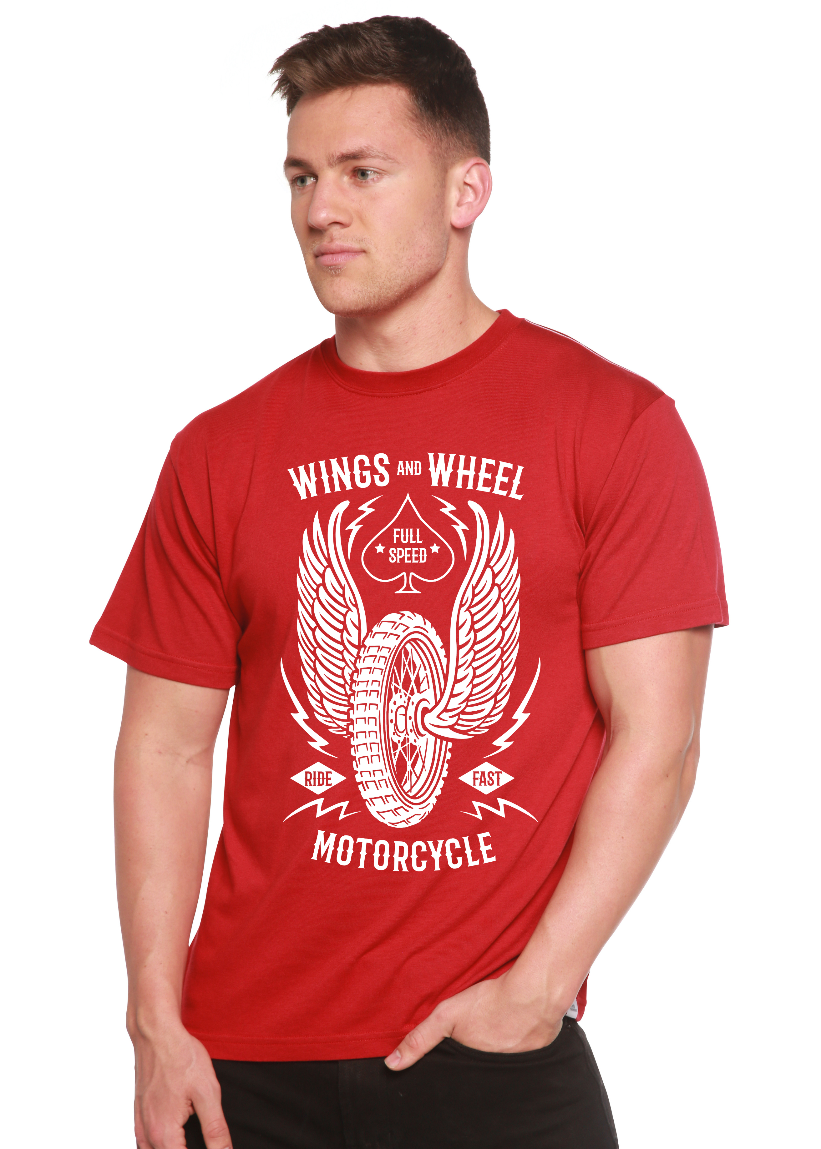 Spun Bamboo Wings And Wheel Spun Bamboo® Men's Bamboo Viscose/Organic Cotton Short Sleeve Graphic T-Shirt — lifestyle context