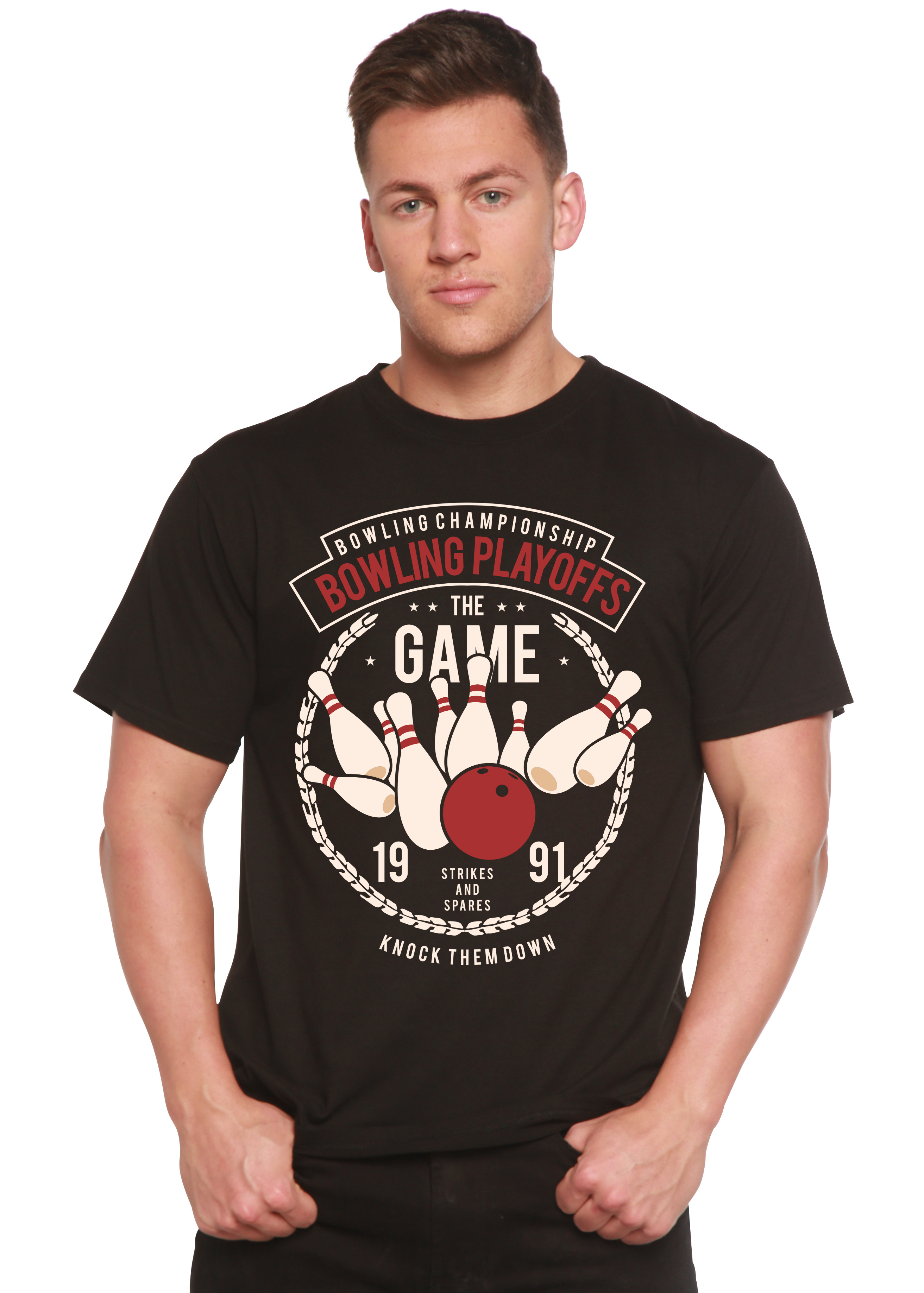 Spun Bamboo Bowling Playoffs Men's Bamboo Viscose/Organic Cotton Short Sleeve Graphic T-Shirt — main product shot