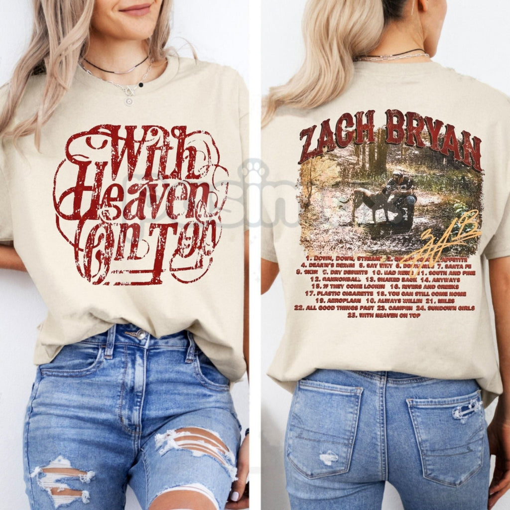 Pasimax "With Heaven On Top" ZB Inspired T-Shirt - Americana Country Music Fan Gift, Vintage Folk Rock Graphic Tee, Heavyweig