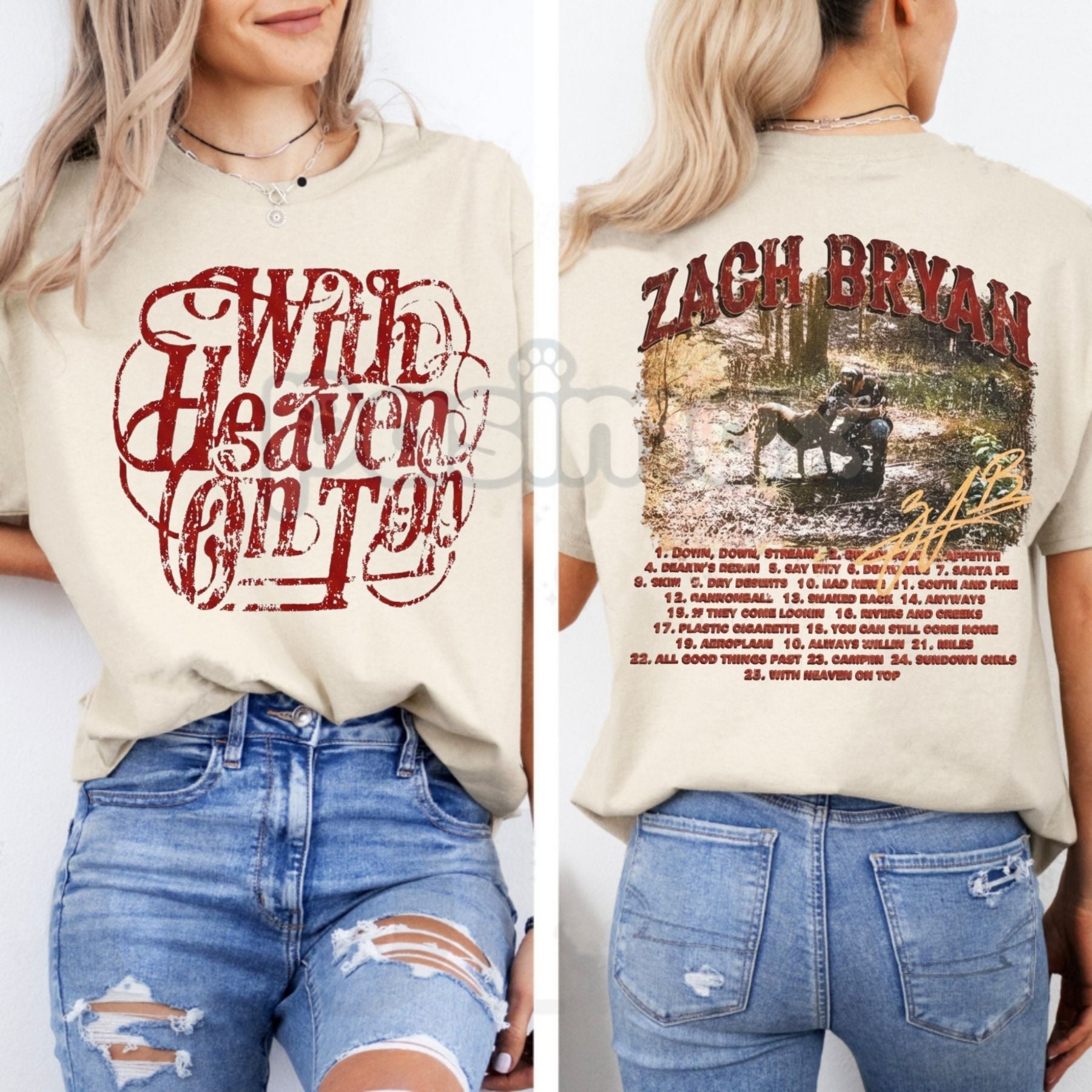 Pasimax "With Heaven On Top" ZB Inspired T-Shirt - Americana Country Music Fan Gift, Vintage Folk Rock Graphic Tee, Heavyweig