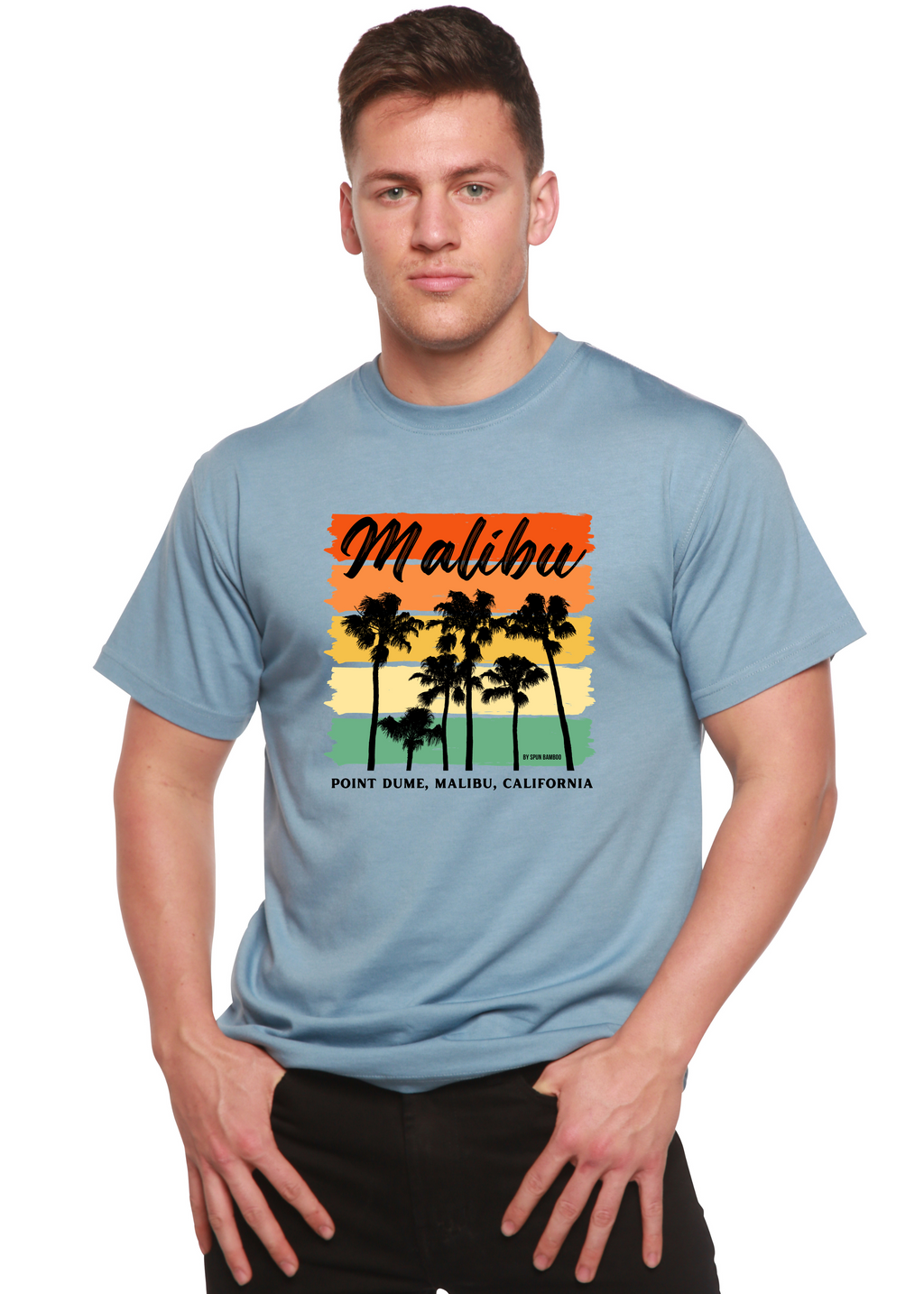Spun Bamboo Malibu Unisex Bamboo Viscose/Organic Cotton Short Sleeve Graphic T-Shirt — comparison shot