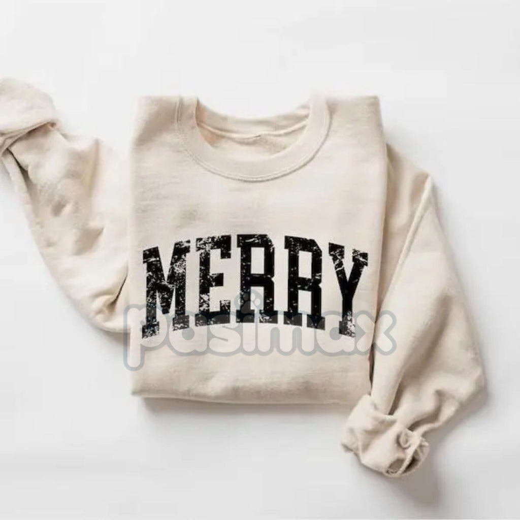 Pasimax Merry Sweatshirt – Simple Holiday Crewneck Sweater — alternative angle